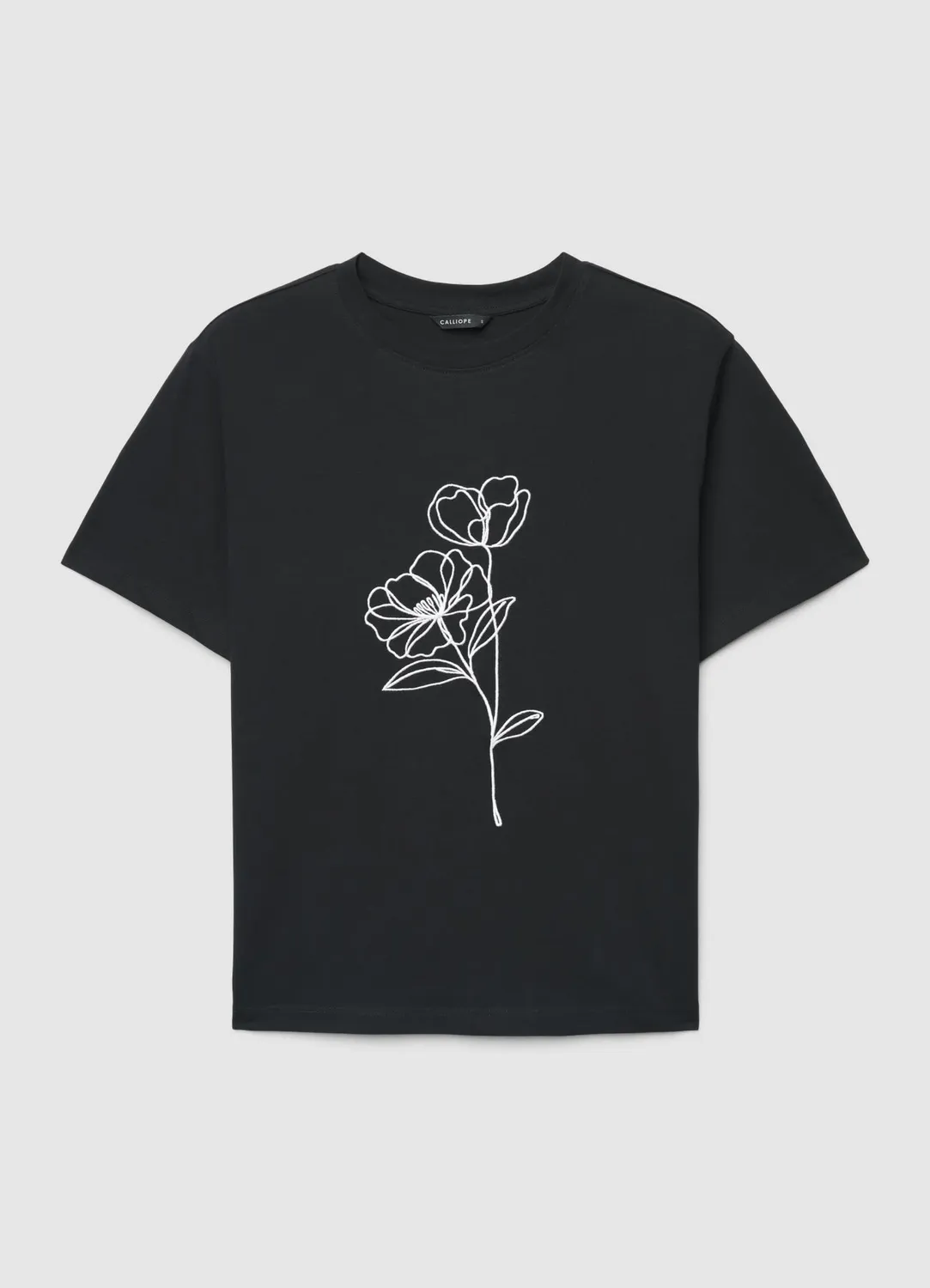 Calliope t-shirt broderie fleurs femme col rond
