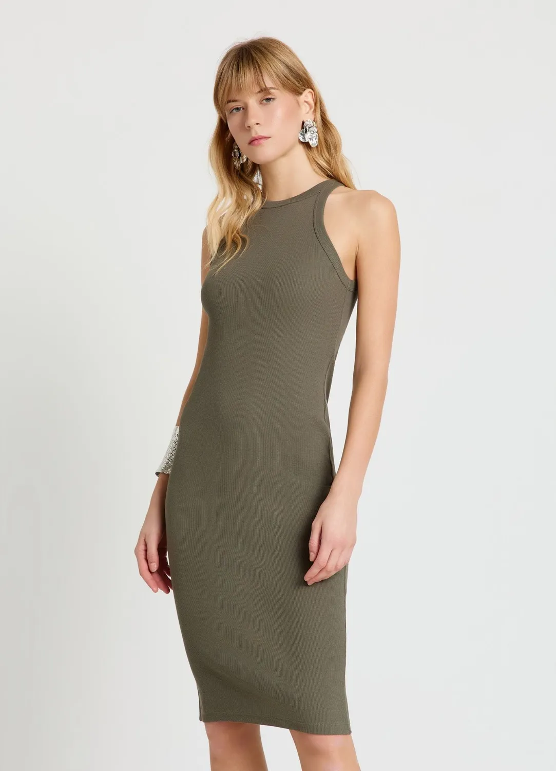 Calliope robe longue côtelée épaules dénudées femme