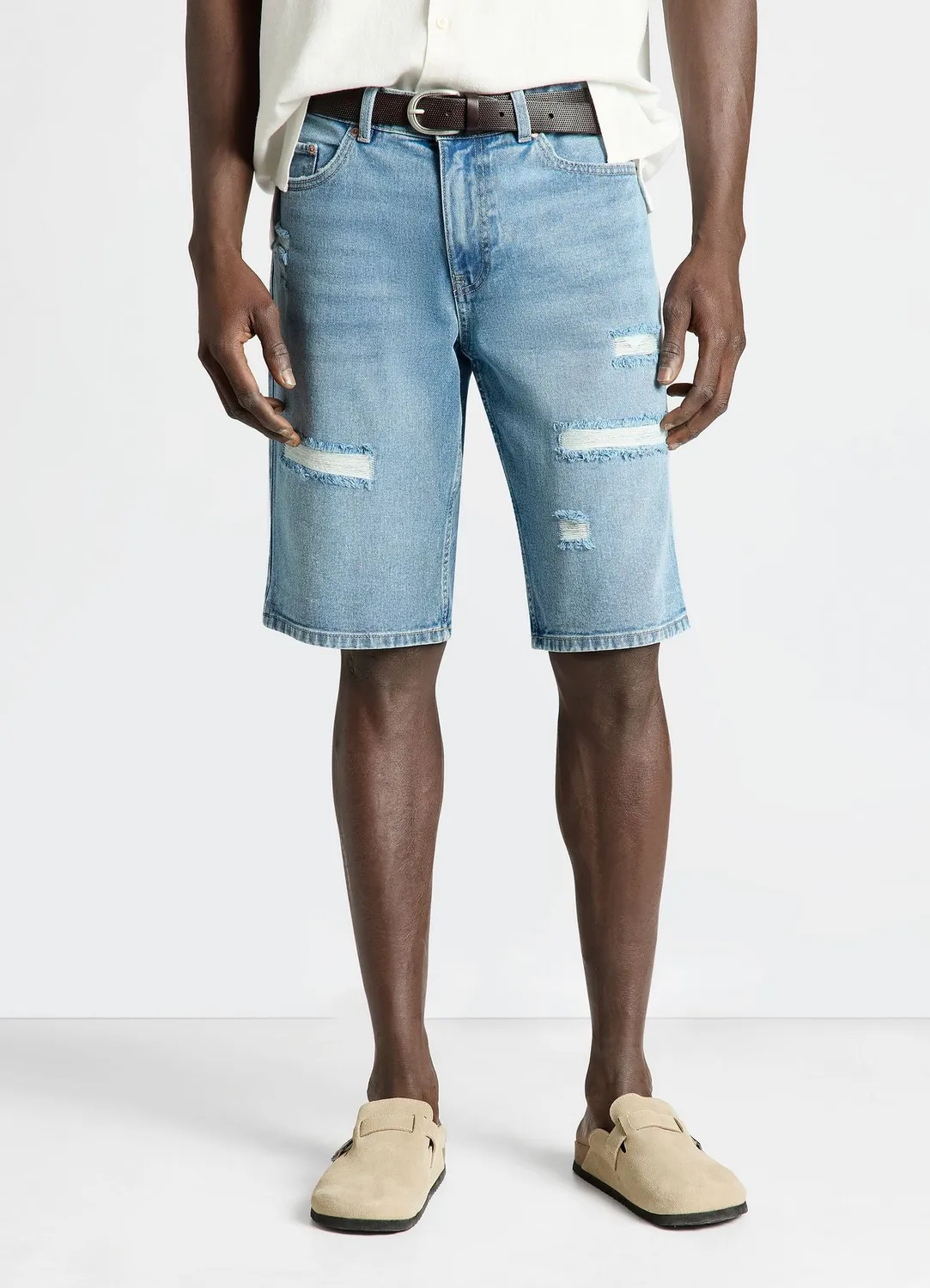 Calliope Short en jean homme taille 48 à revers déchiré