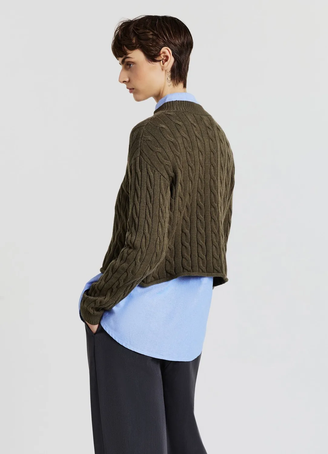 Calliope pull crop torsadé femme manches longues