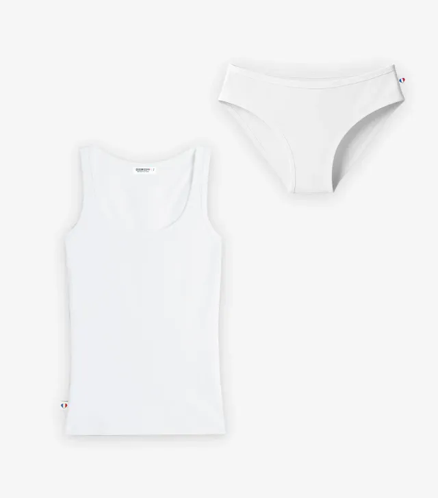 Cocorico pack culotte et débardeur blanc femme coton