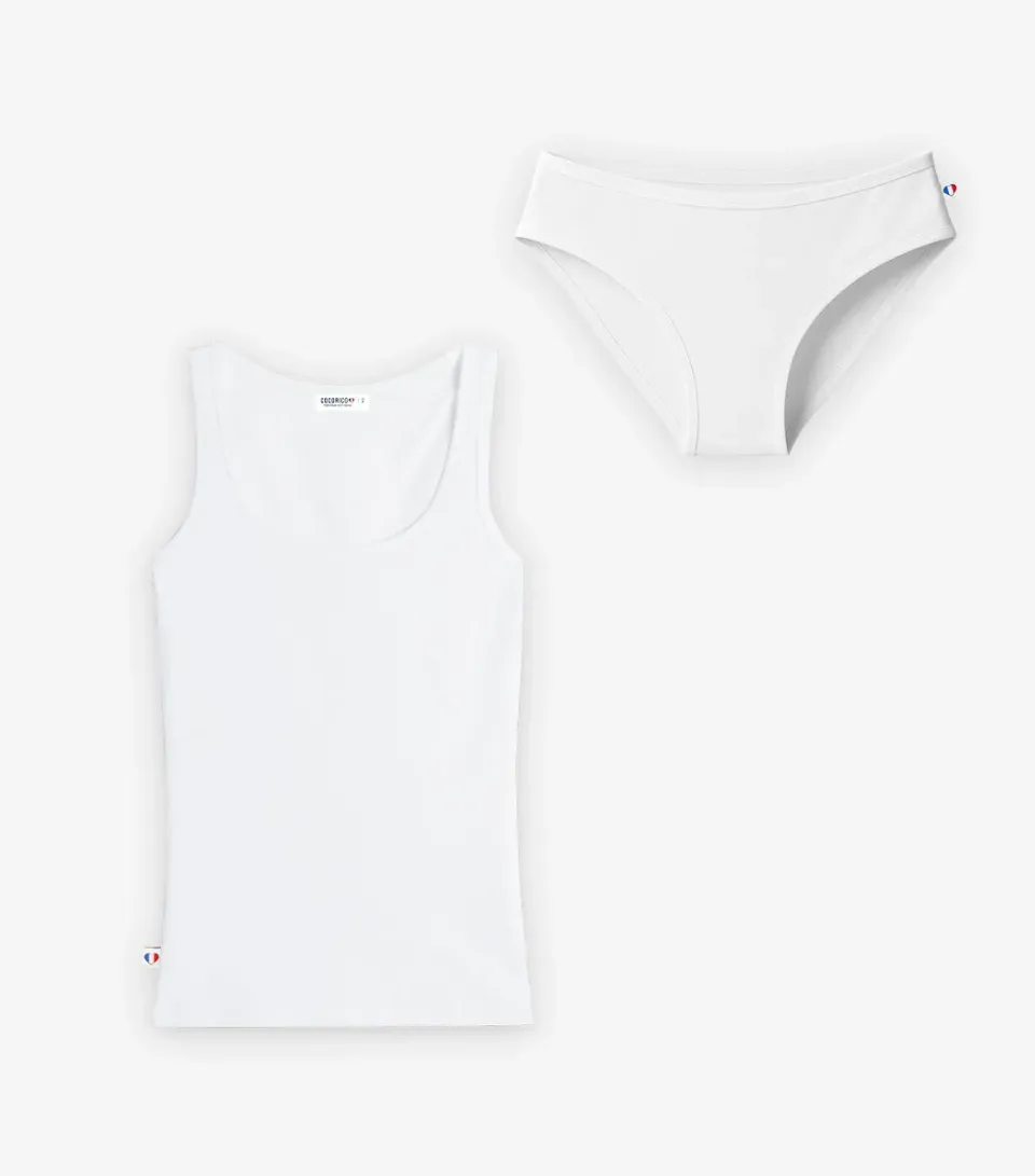 Cocorico pack culotte et débardeur blanc femme coton