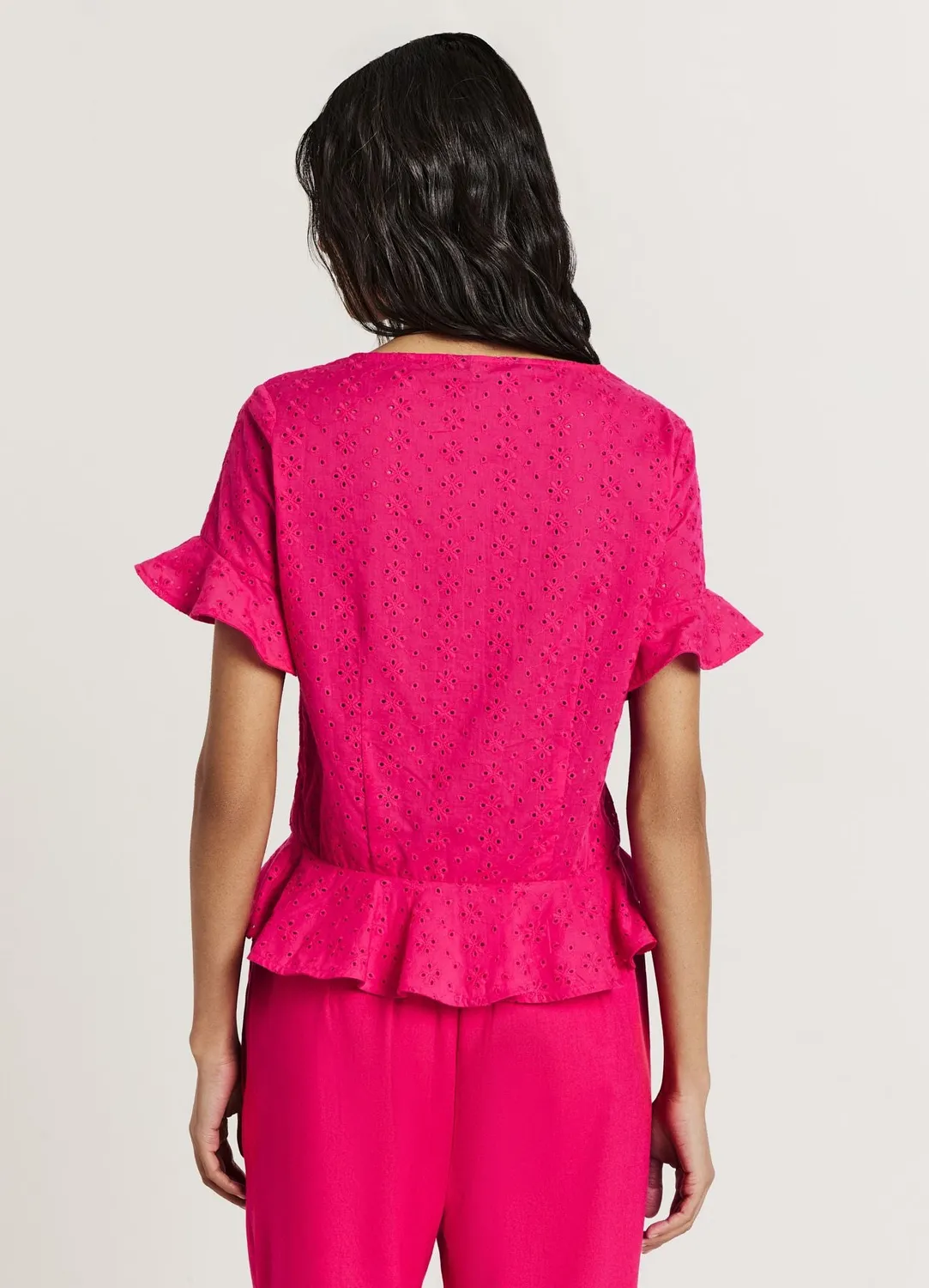 Calliope Chemise sangallo femme volants manches courtes