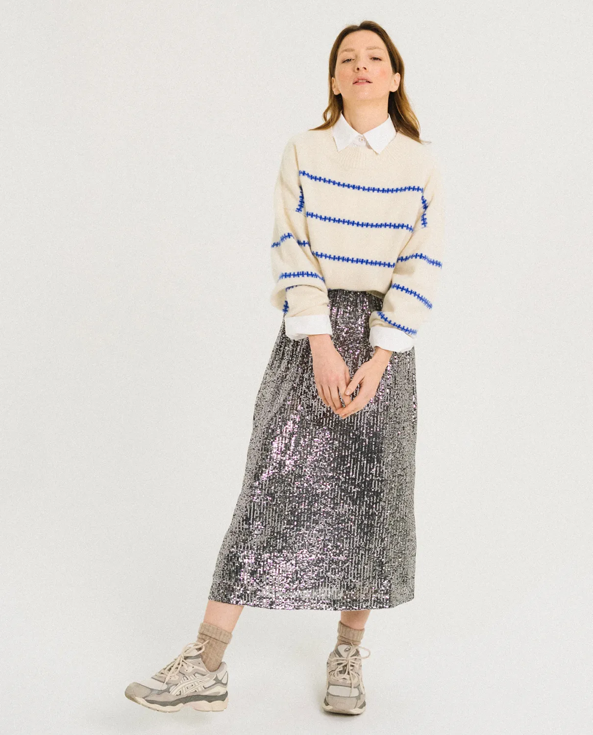 Tinsels Famous Party jupe midi maille à sequins