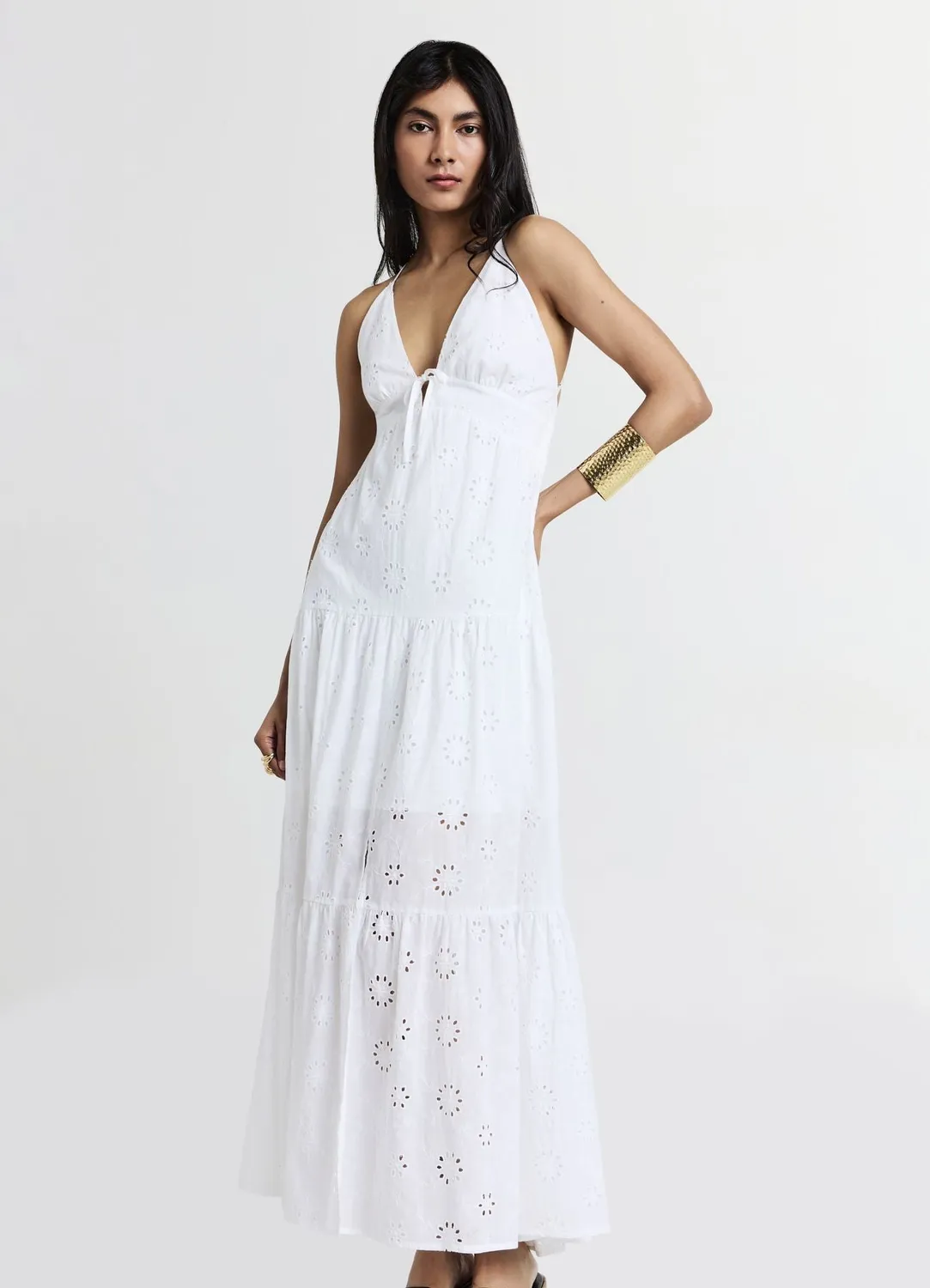 Calliope robe sangallo femme volants bretelles longue