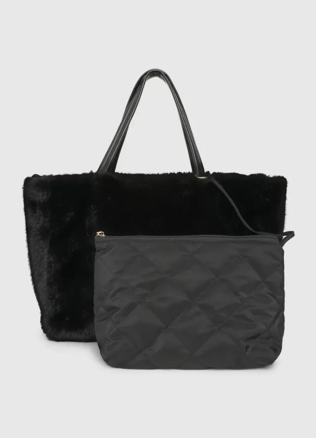 Calliope sac shopper fourrure femme avec pochette