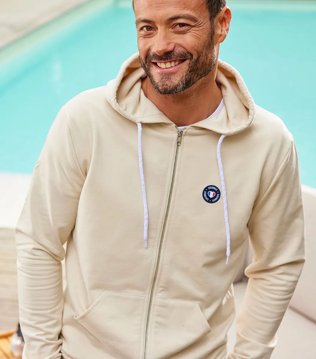 Cocorico Blason sweat zippé homme sable molleton