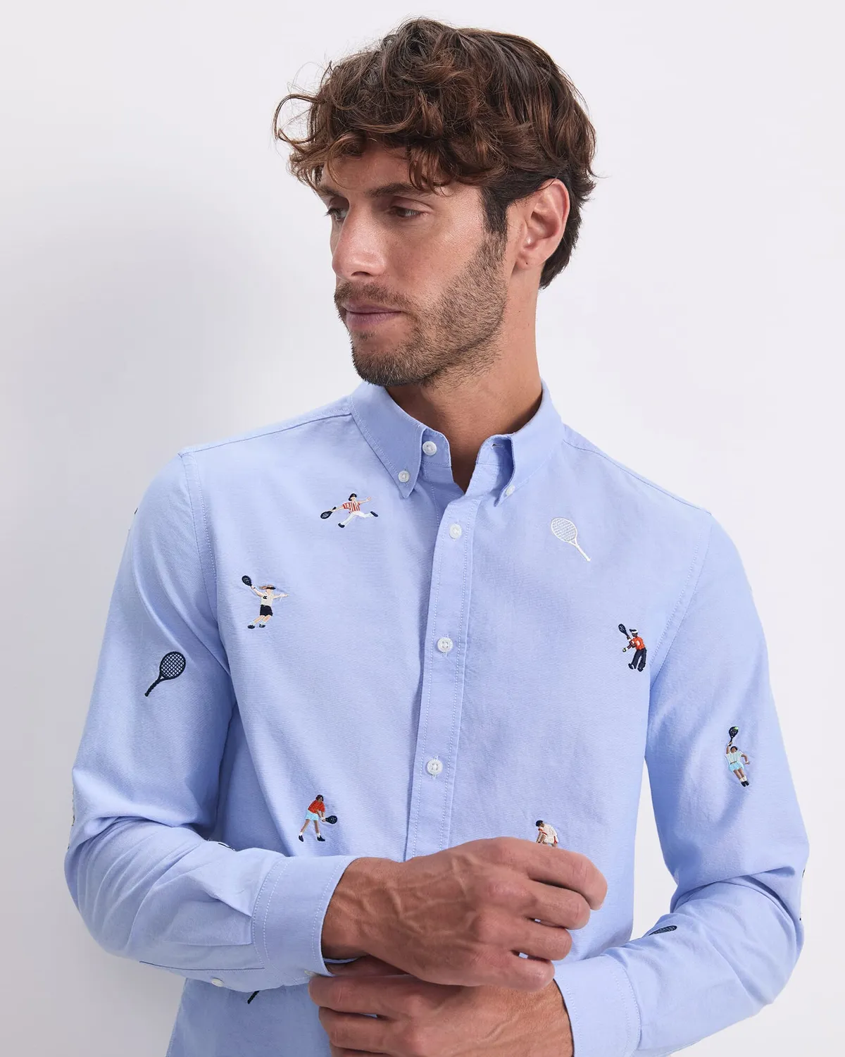 Sportscraft Oxford chemise homme coton broderie tennis