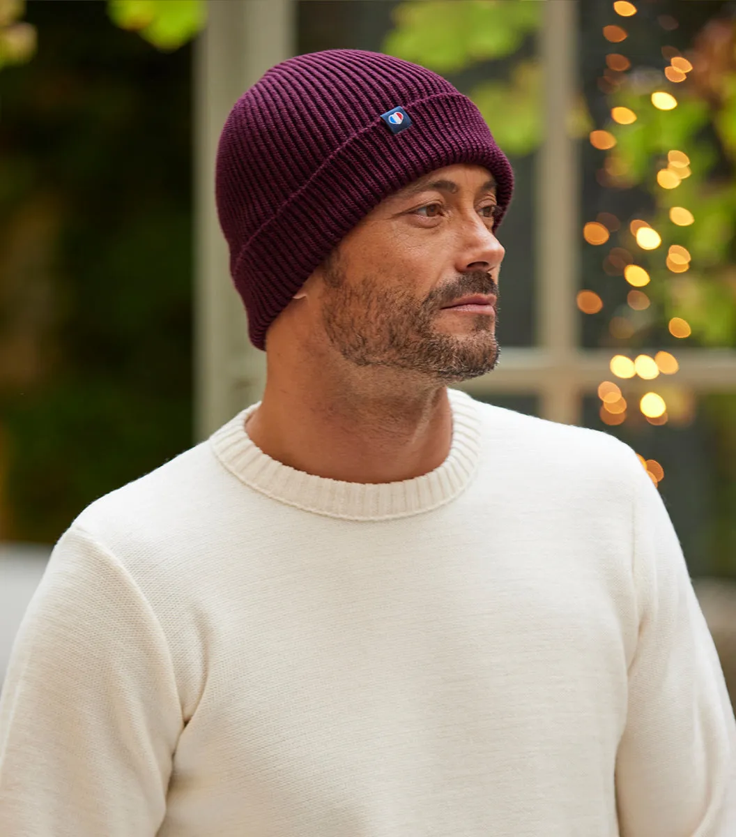 Cocorico Bordeaux bonnet homme laine mérinos