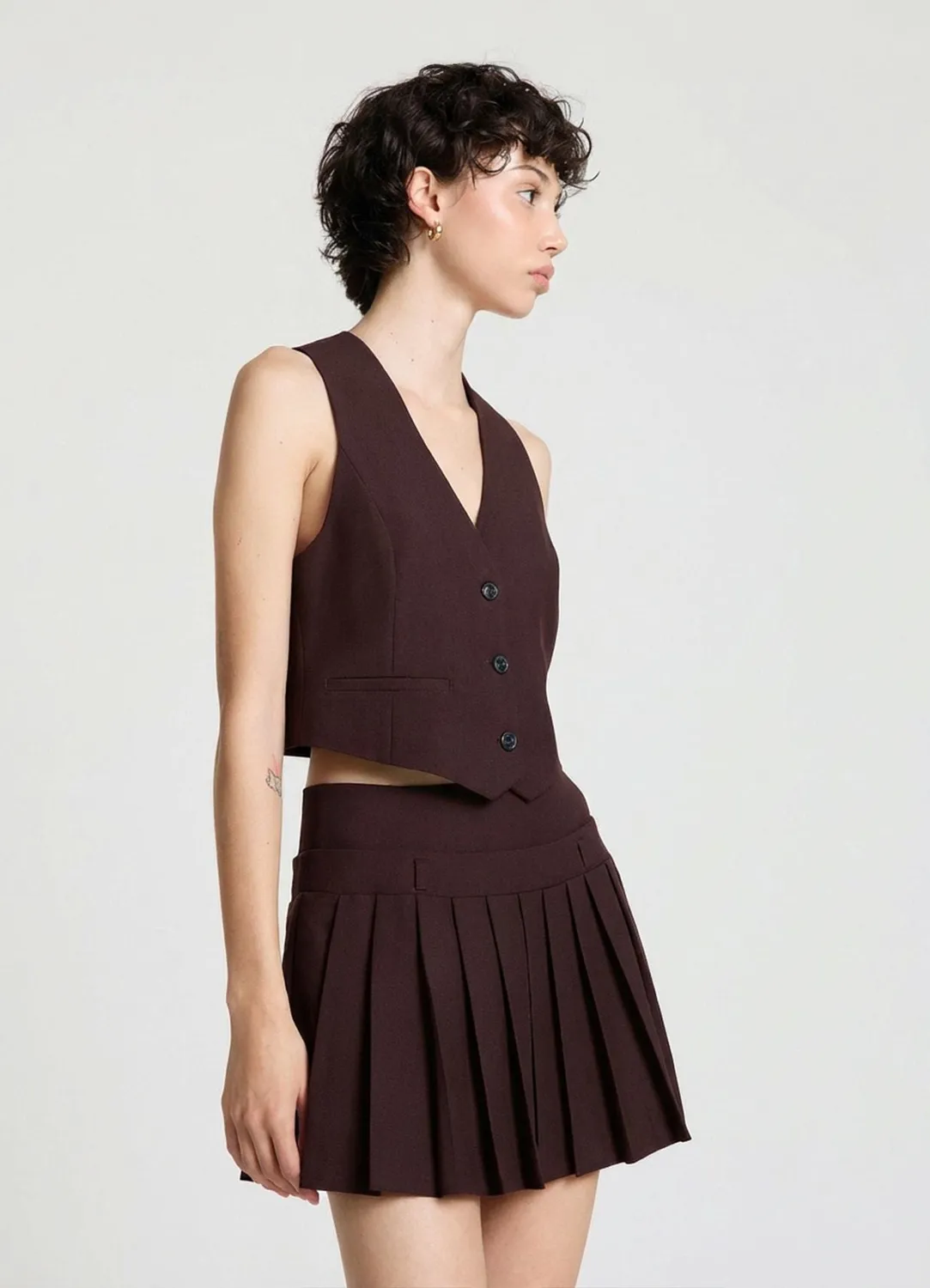 Calliope gilet court femme 3 boutons col V