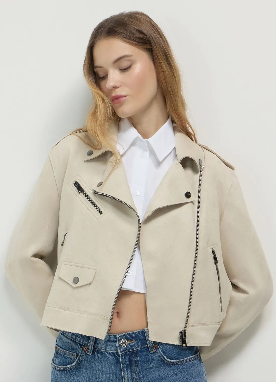 Calliope perfecto suédine zippé femme