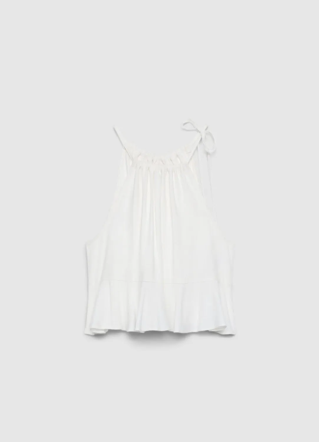 Calliope top femme col smocké à volant uni