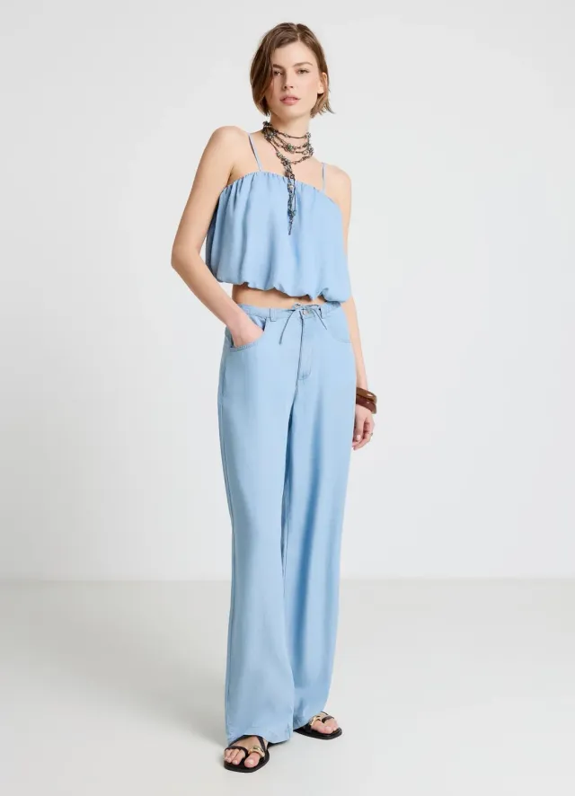 Calliope top ballon bretelles fines femme uni