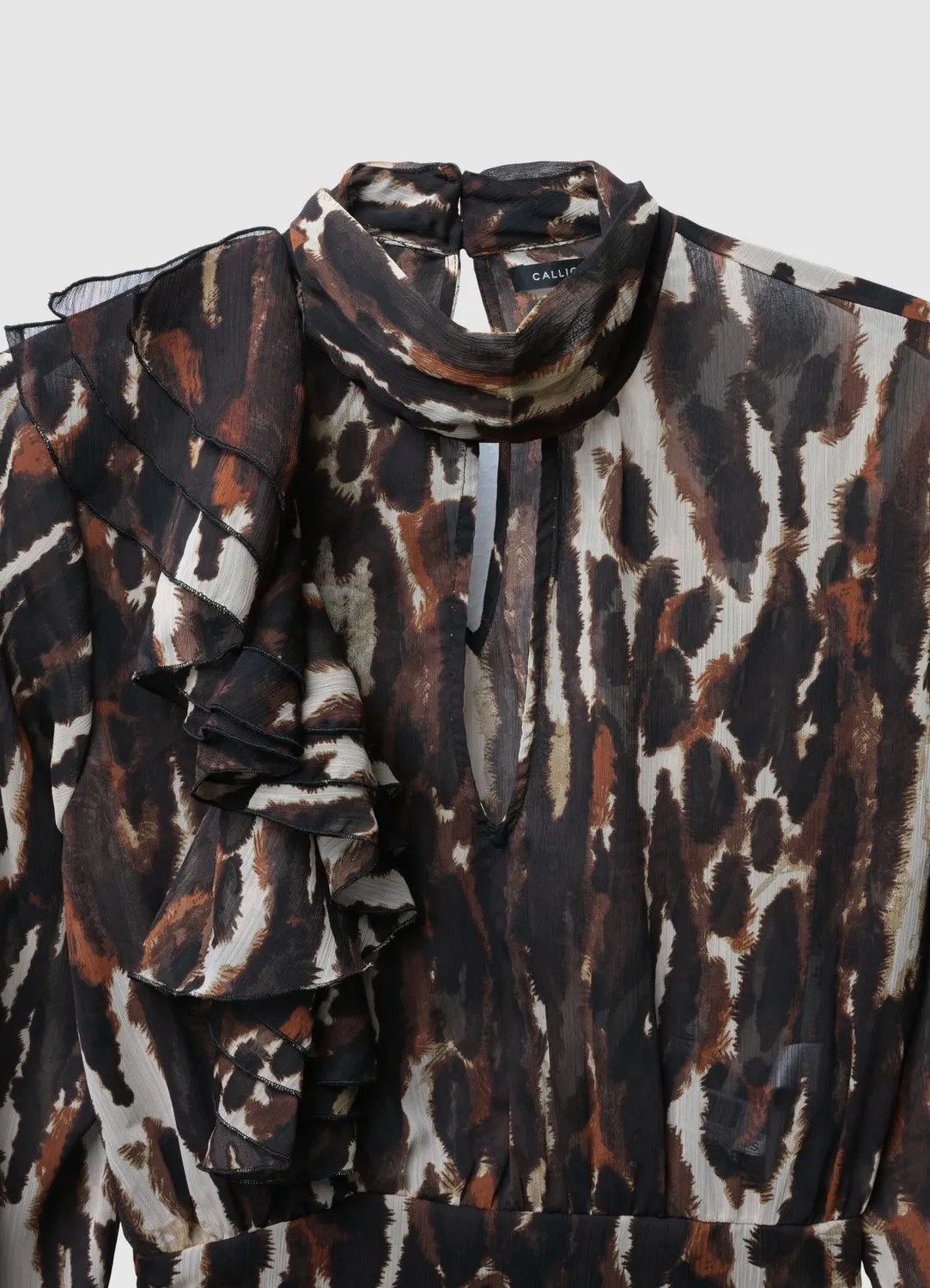 Calliope blouse animalier femme volants manches longues