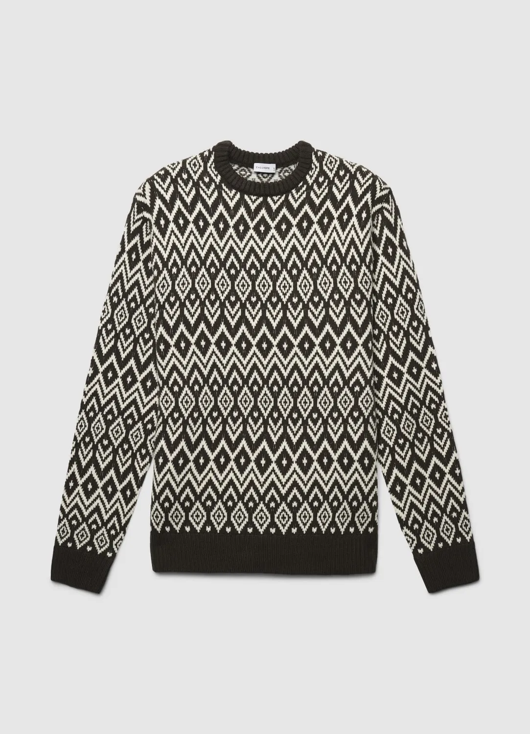 Calliope pull jacquard homme col rond manches longues