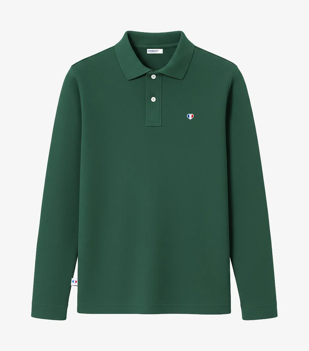 Cocorico Iconique polo manches longues homme sapin coton