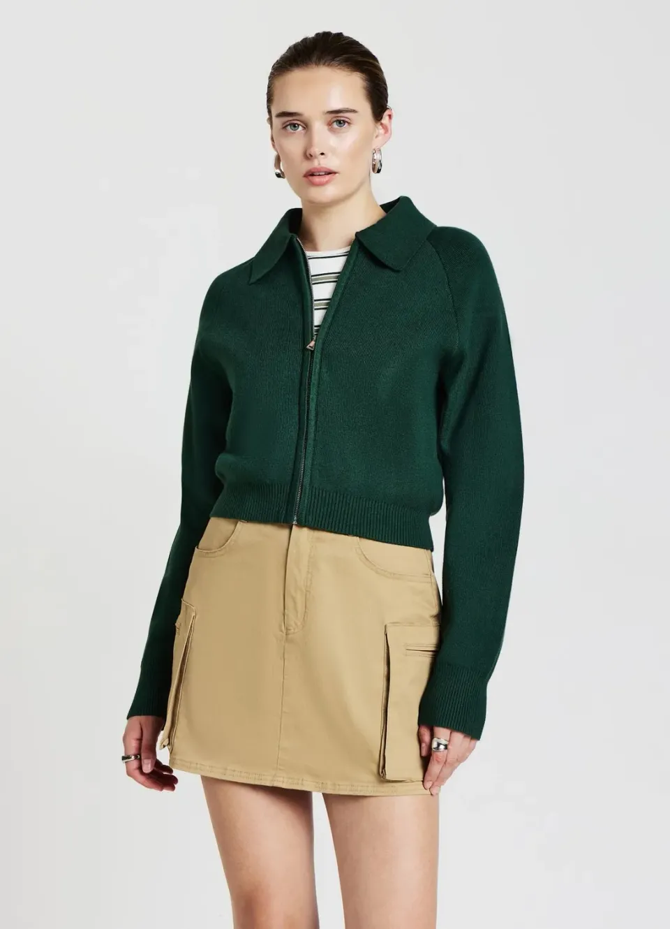 Calliope cardigan col chemise zippé femme