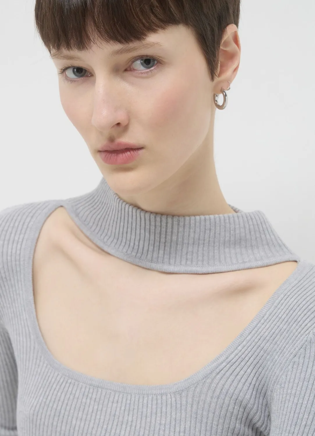 Calliope T-shirt cut out devant manches longues femme uni