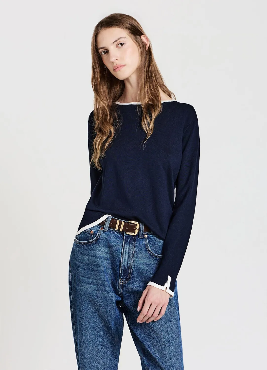 Calliope pull col rond femme profils contraste
