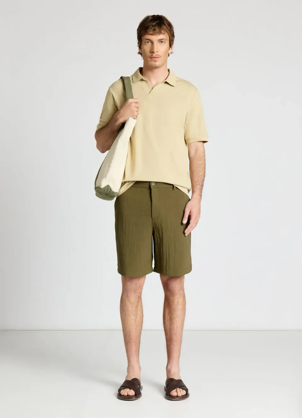 Calliope polo homme col ouvert jacquard uni