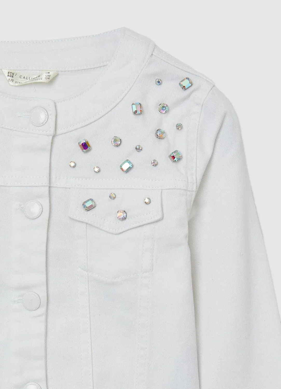 Calliope Veste Fille Coton Col Coréen Appliqués