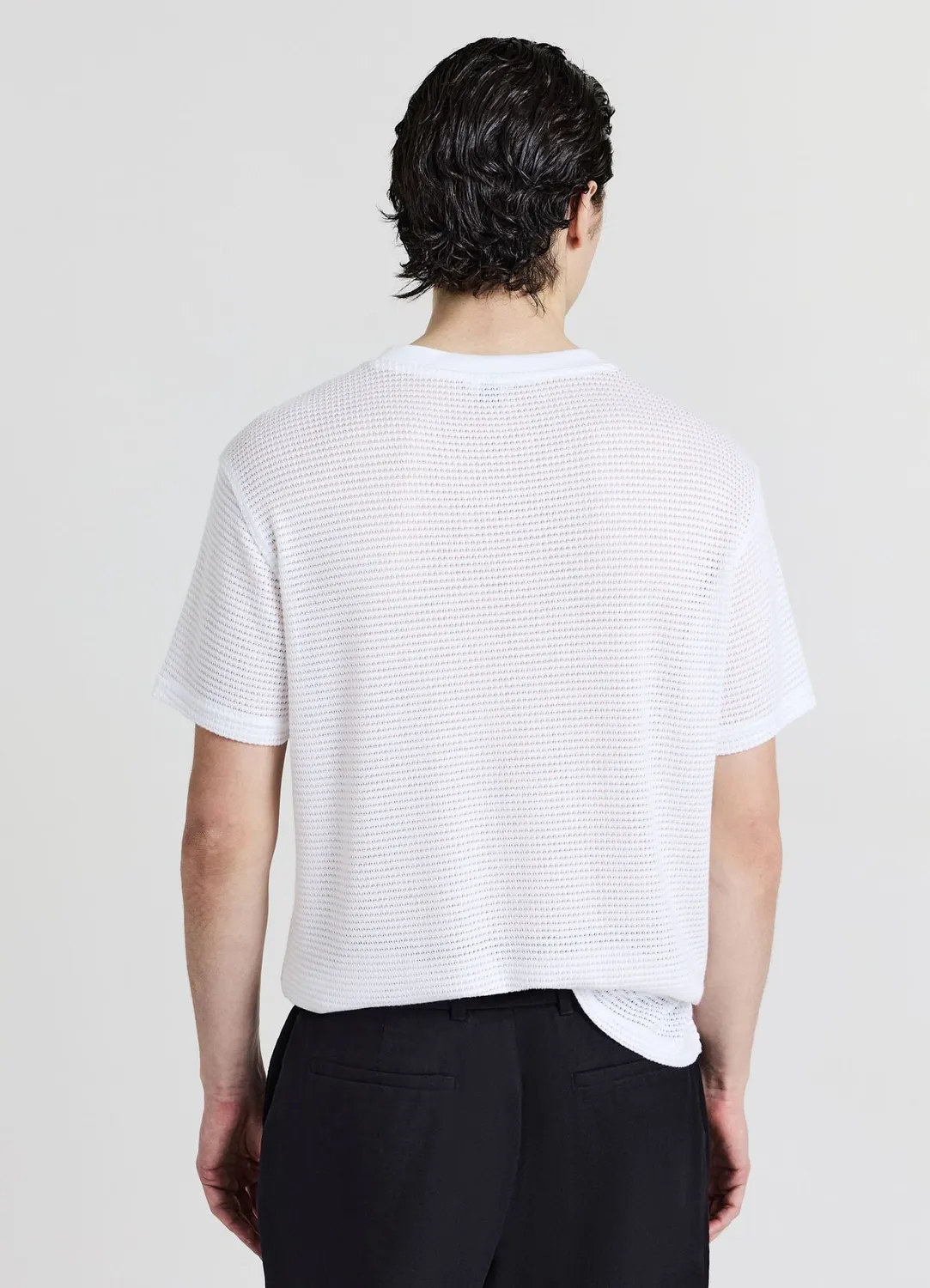 Calliope T-shirt homme travaillé col rond uni manches courtes