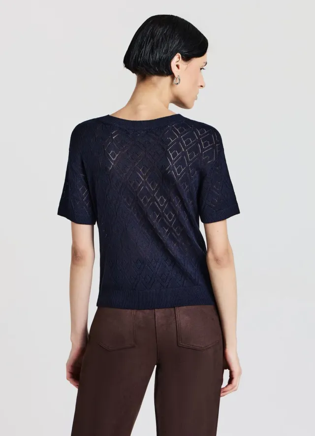 Calliope t-shirt ajouré uni femme manches courtes