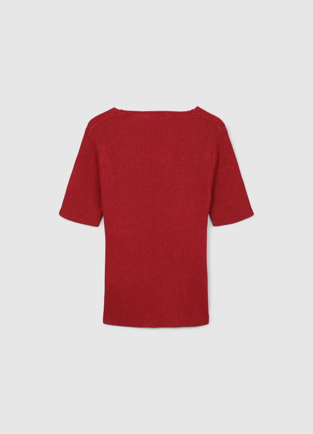 Calliope t-shirt col V femme côtelé manches courtes
