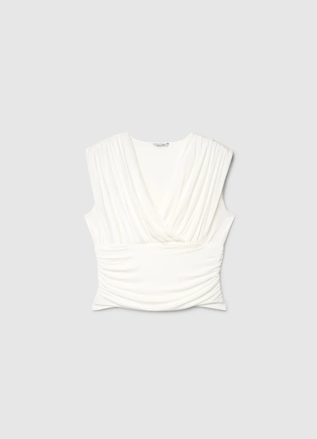 Calliope Top croise drape sans manches femme uni
