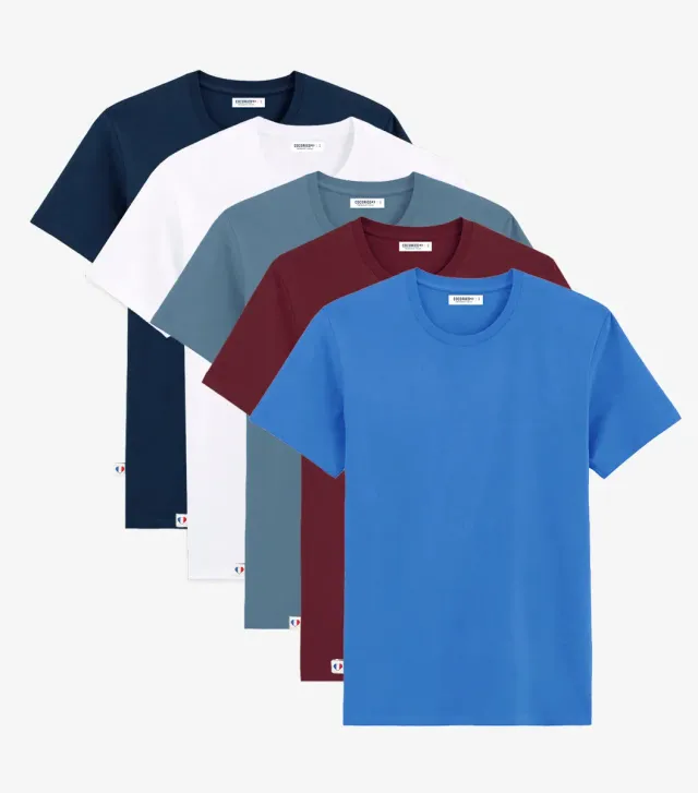 Cocorico Pack Estival T-shirt homme x5 5 couleurs coton