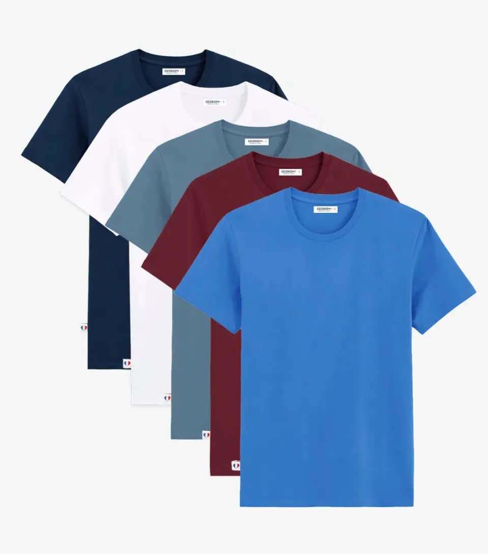 Cocorico Pack Estival T-shirt homme x5 5 couleurs coton