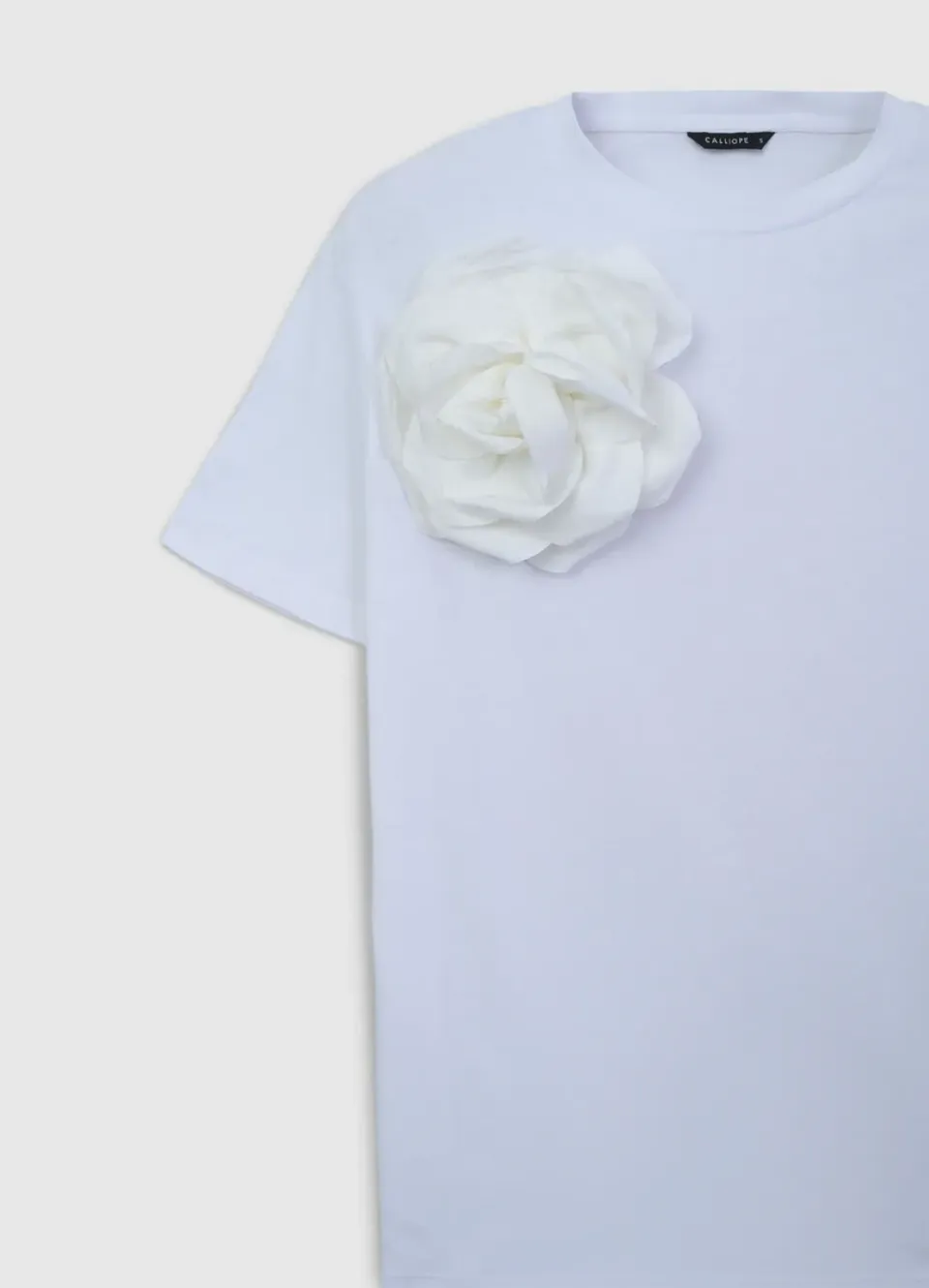 Calliope T-shirt fleur appliquée coton femme col rond