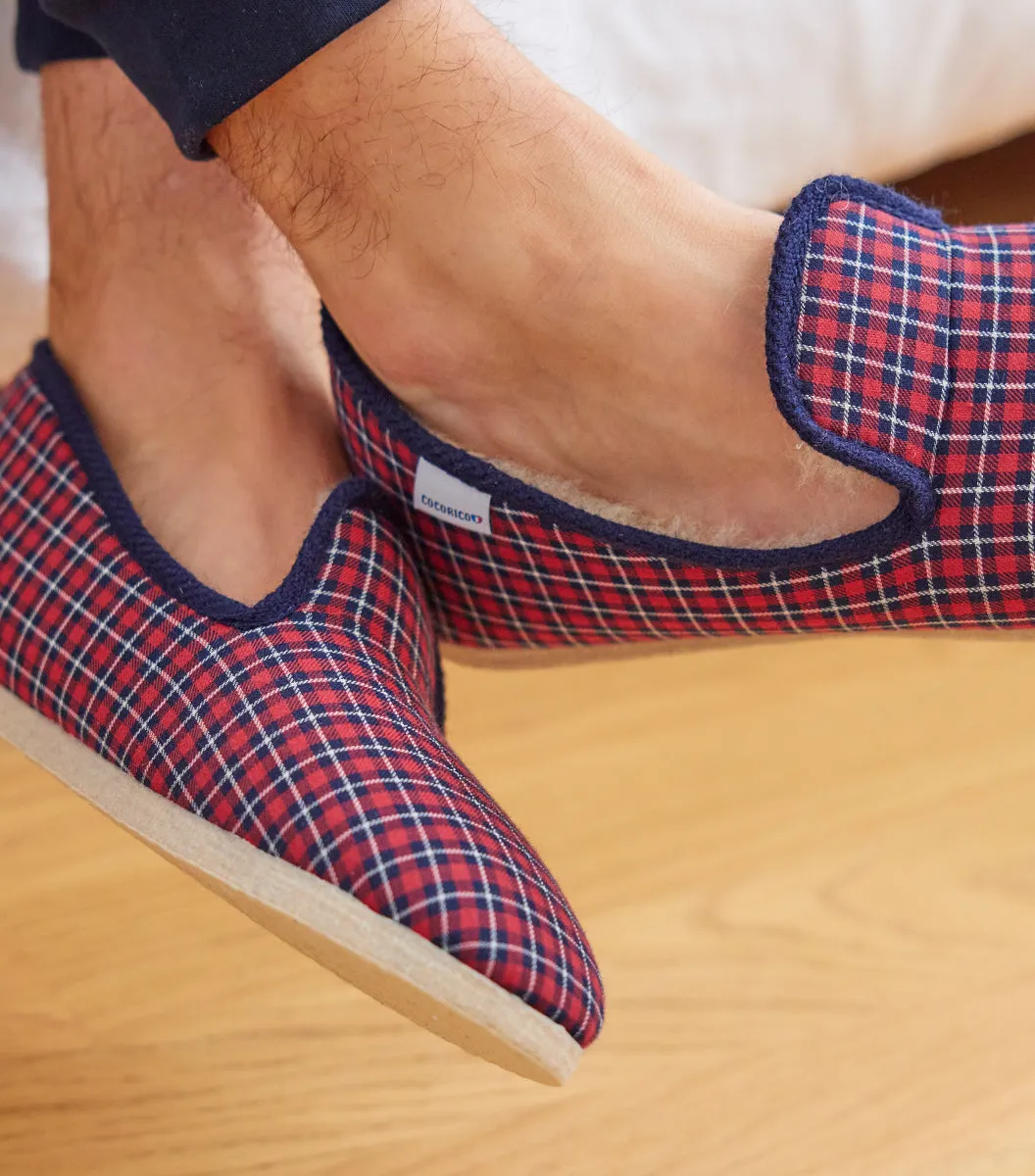 Cocorico Tartan charentaises homme laine semelle