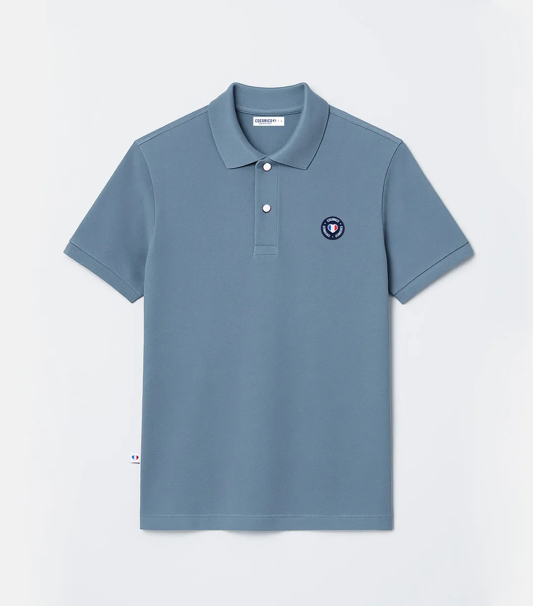 Cocorico Blason polo homme azur coton piqué
