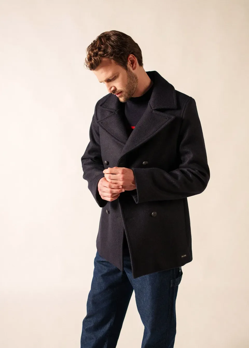 Saint James Galion caban navy drap de laine