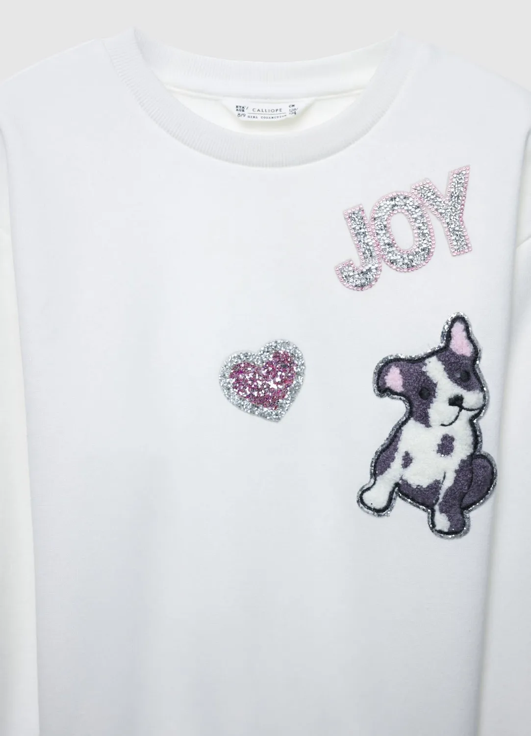 Calliope sweat fille patch brillant 8-9 ans col rond