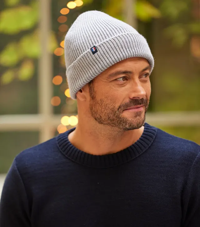 Cocorico bonnet homme gris mérinos taille unique