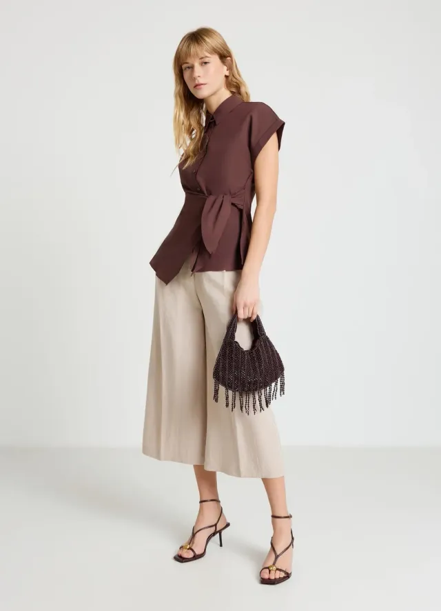 Calliope pantalon palazzo crop femme uni