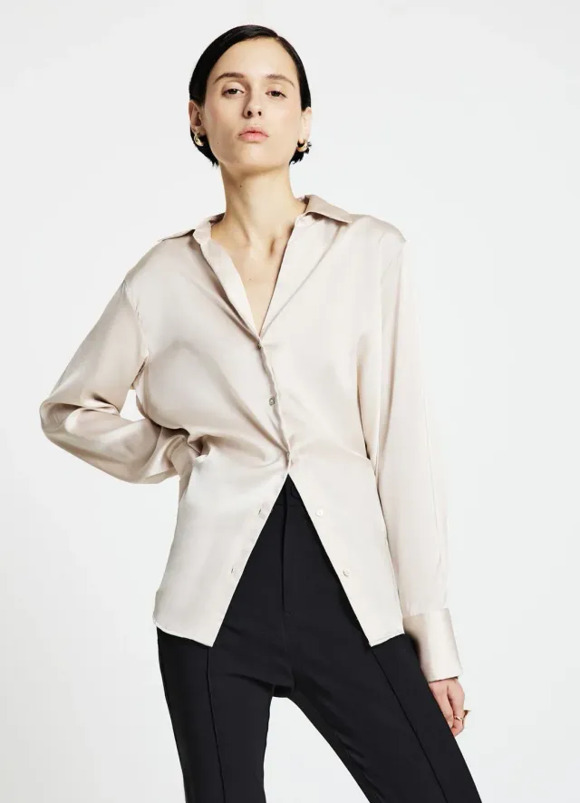 Calliope chemisier satiné col V femme uni