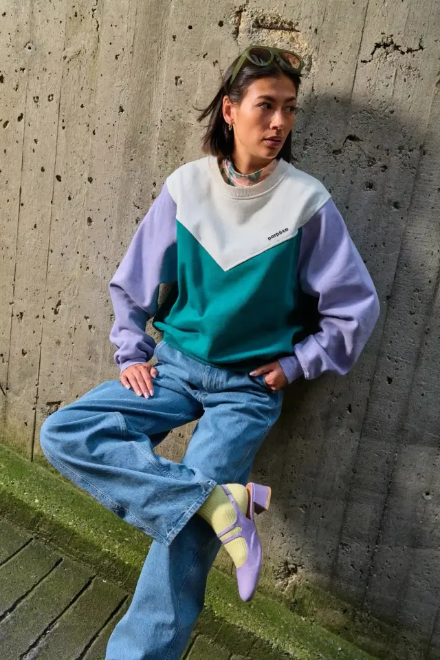 Perpète Max vert lilas sweat oversize bio