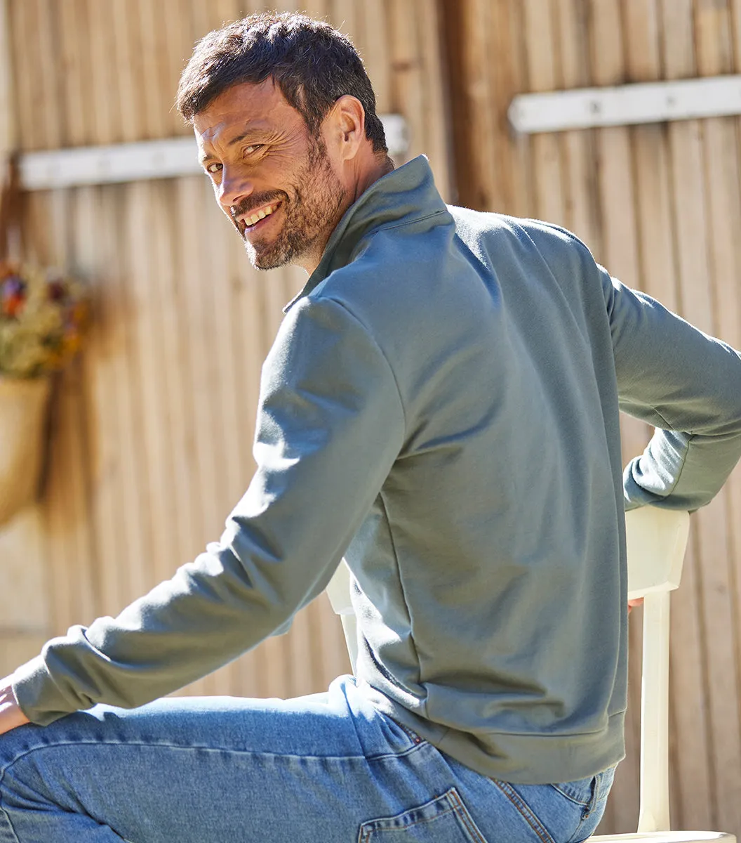 Cocorico Intemporel sweat camionneur homme sauge zippé