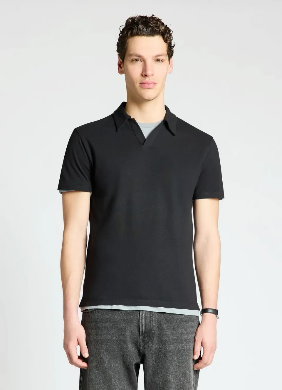 Calliope polo uni col polo manches courtes homme