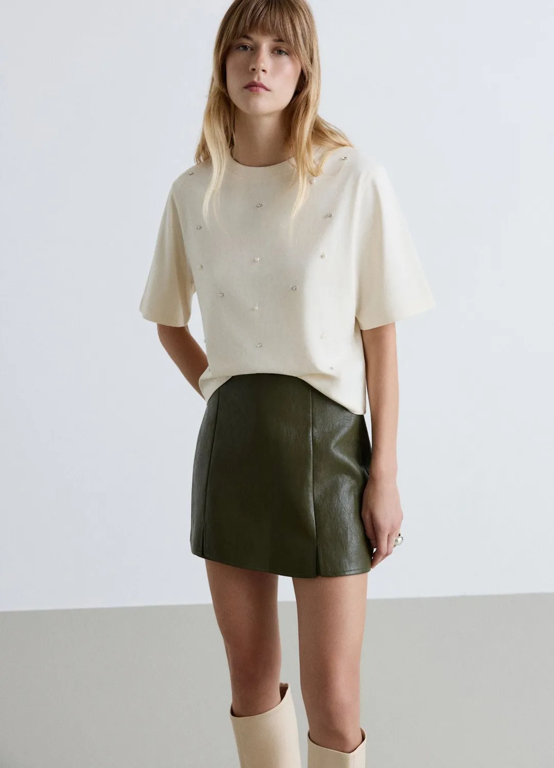 Calliope t-shirt perles femme col rond