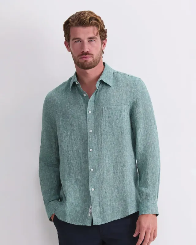 Sportscraft chemise lin homme manches longues regular teint en fil