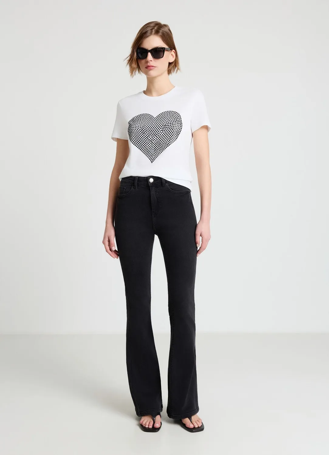 Calliope T-shirt coeur strass femme col rond