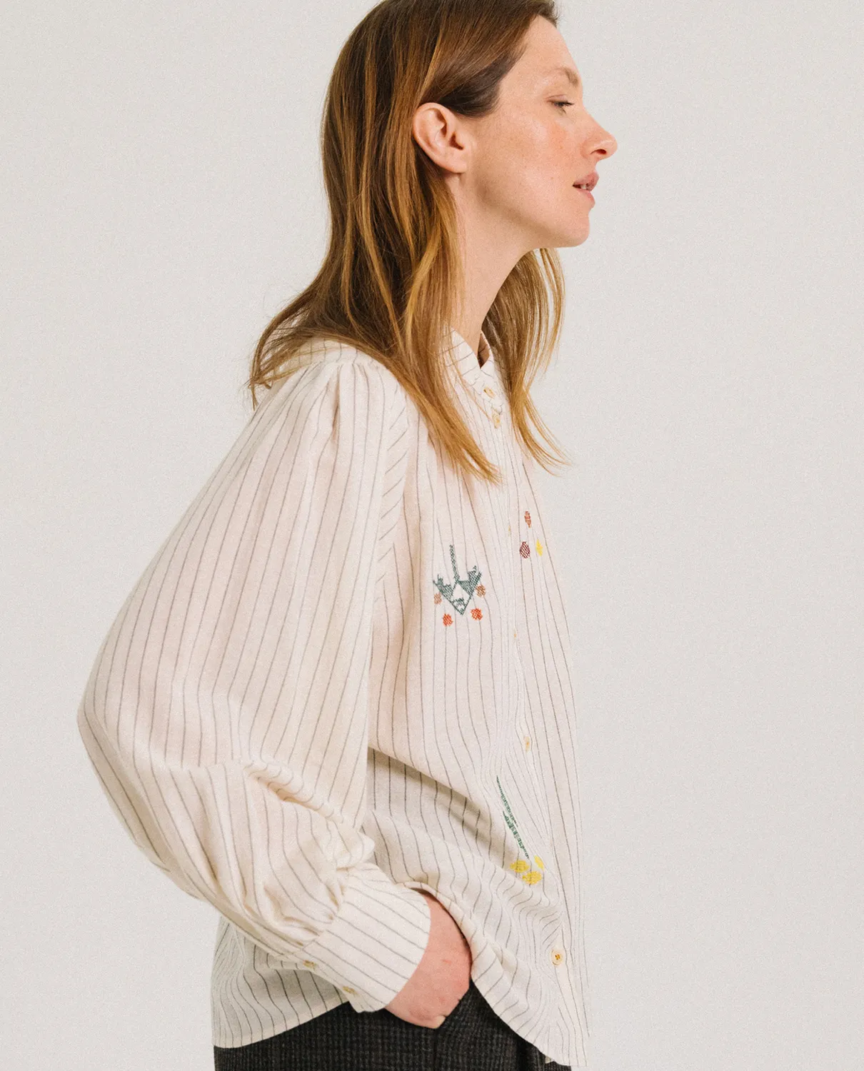 TINSELS FOREST ISOBELA blouse rayée brodée