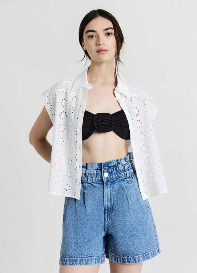 Calliope Short denim paperbag femme poches zip
