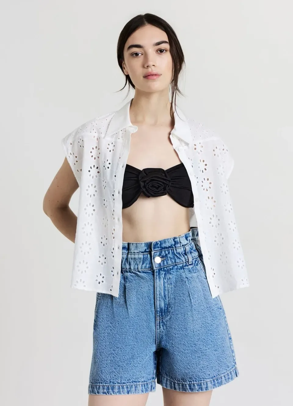 Calliope Short denim paperbag femme poches zip