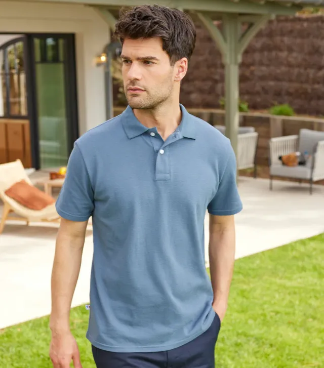 Cocorico Intemporel polo homme azur coton piqué