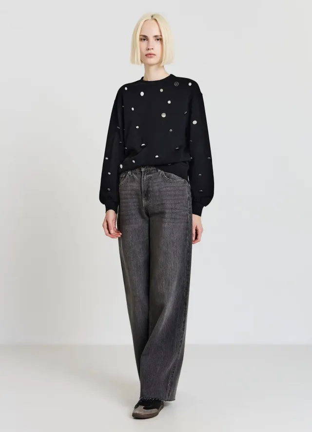 Calliope sweat clouté col rond femme